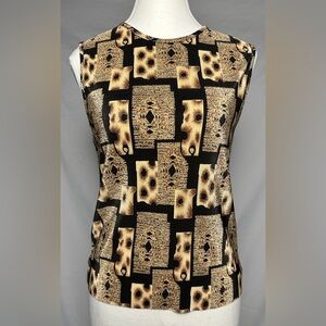 LINDOR Vintage Ribbed Crinkle Abstract‎ Sleeveless Top Size M